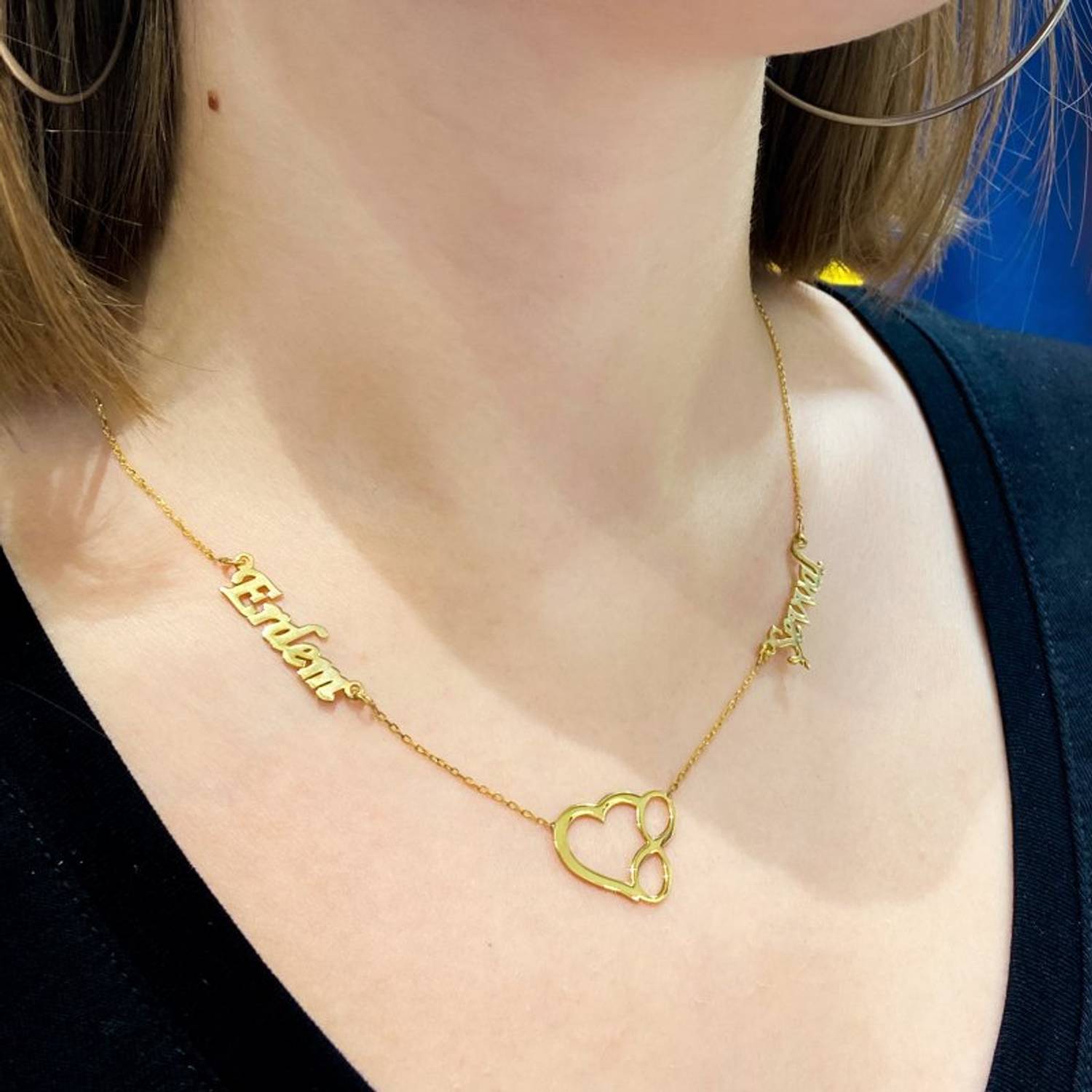 Золотиста підвіска у формі серця з безкінечністю з двома іменами, 925 срібло, високоякісна ювелірна продукція