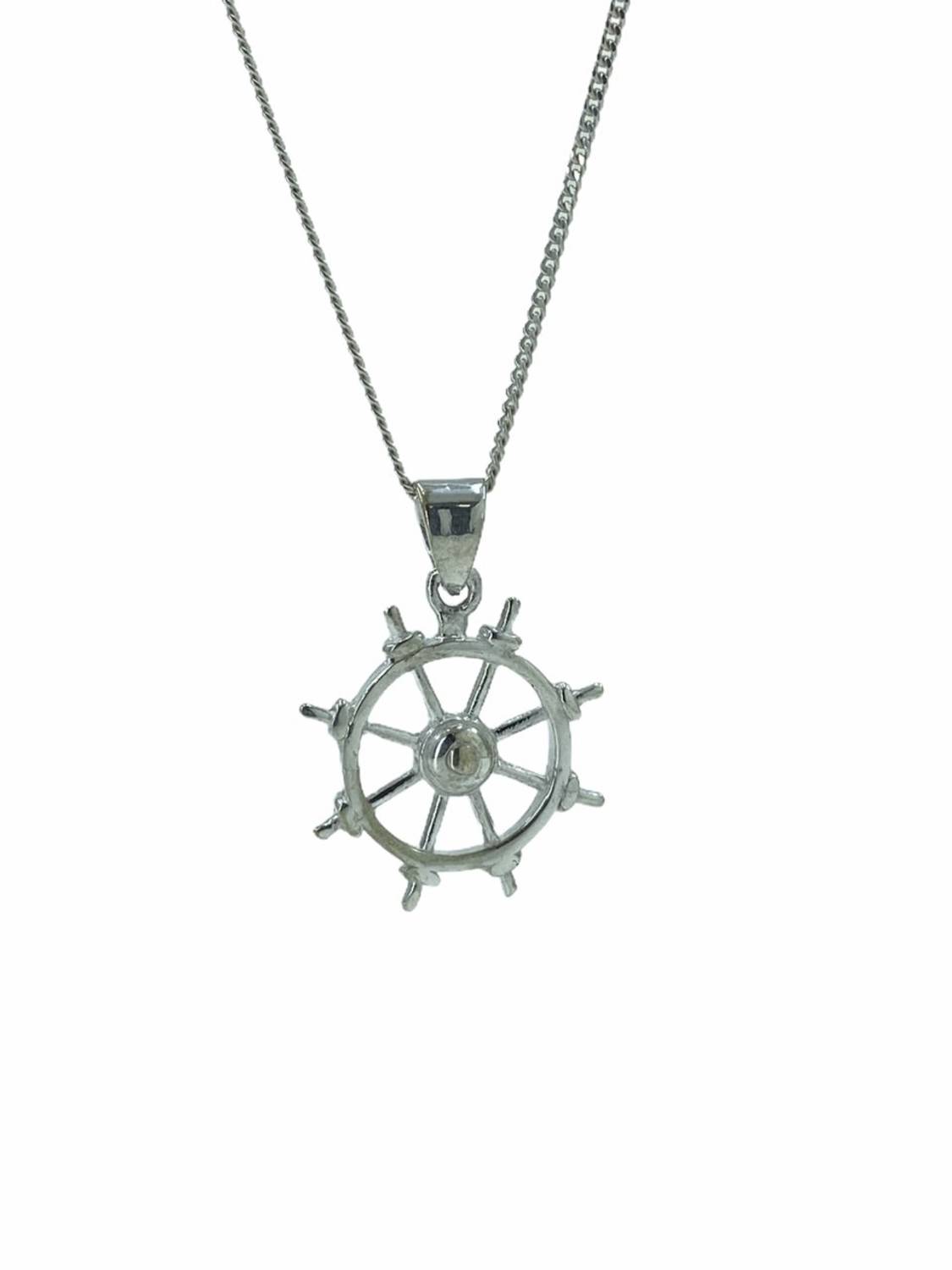 No Stone Plain Shiny Helm Sailor 925 Sterling Silver Necklace