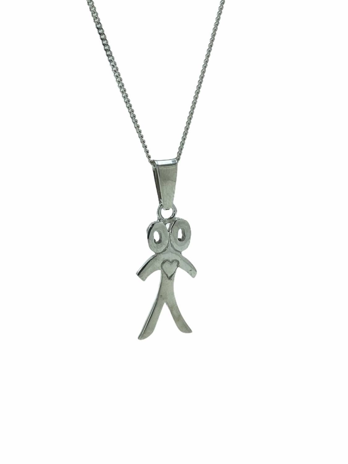 Plain Stickman Girl Lover 925 Sterling Silver Necklace Without Stone