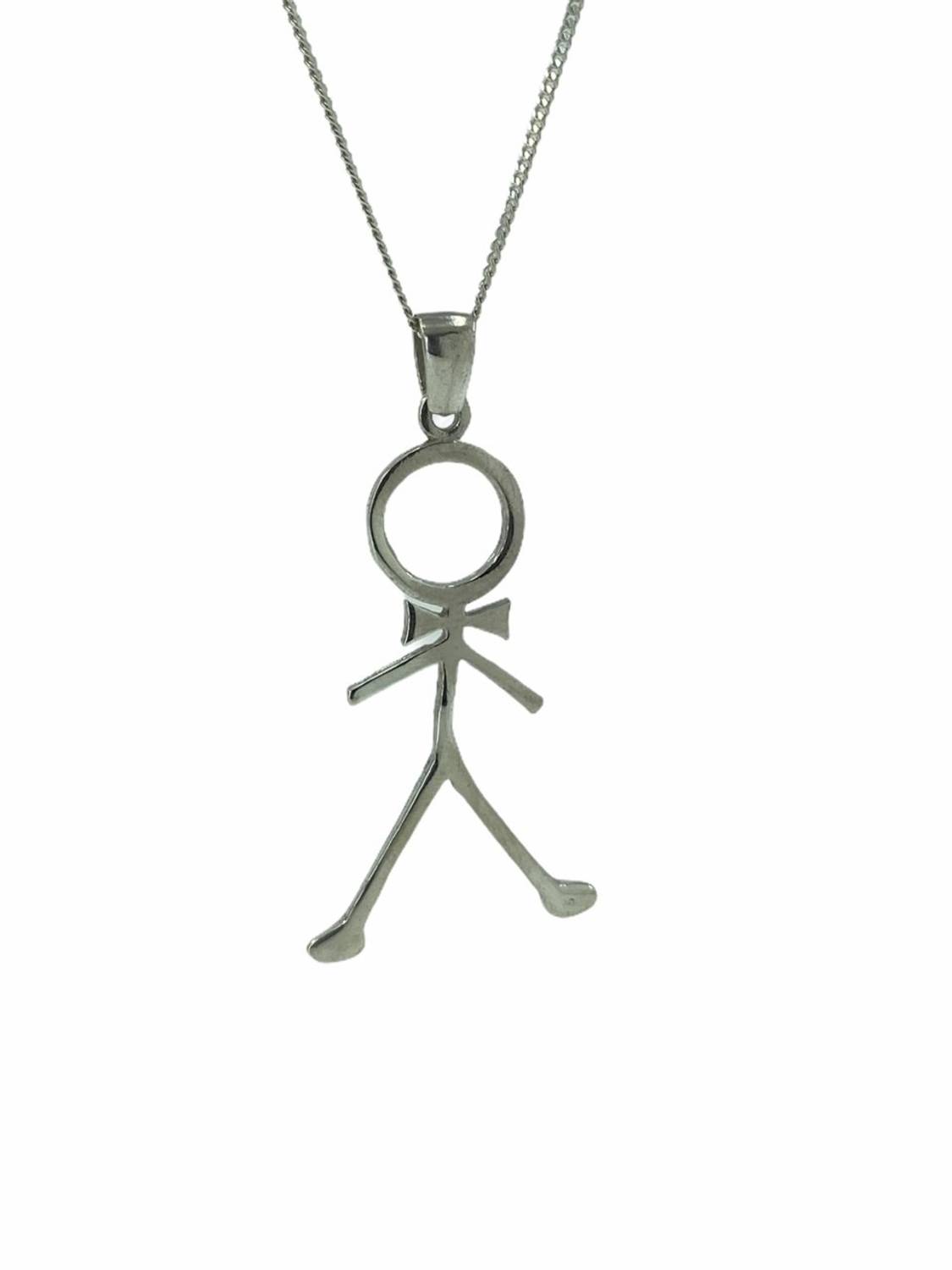 قلادة من الفضة الاسترليني عيار 925 من Stickman بدون حجر