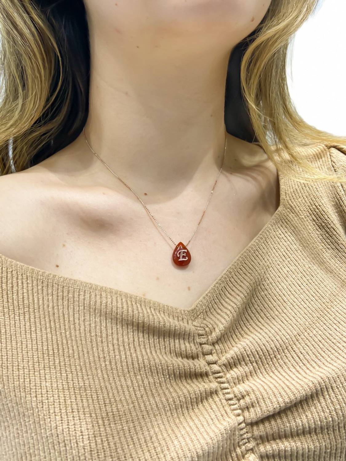 Natural Drop Agate Stone Personalized 925 Sterling Silver Necklace