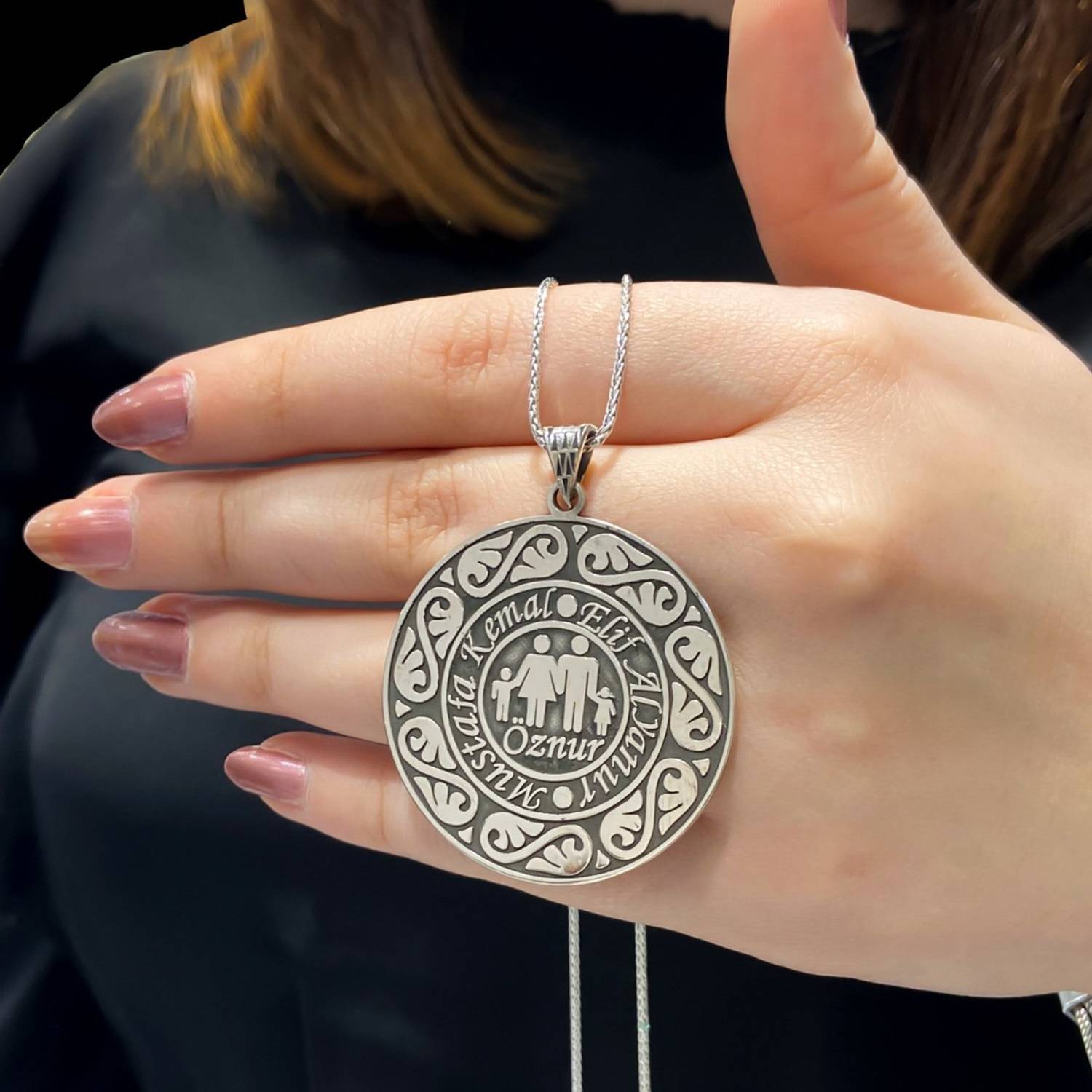 К necklace з вигравіруваним ім'ям, 925 срібло, 60 см, вага 8,50 г, виконання на замовлення для родини