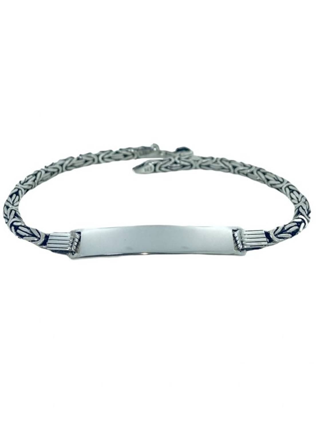 4 mm King Chain Personalized Name Written Imprint 925 Sterling Silver Bracelet