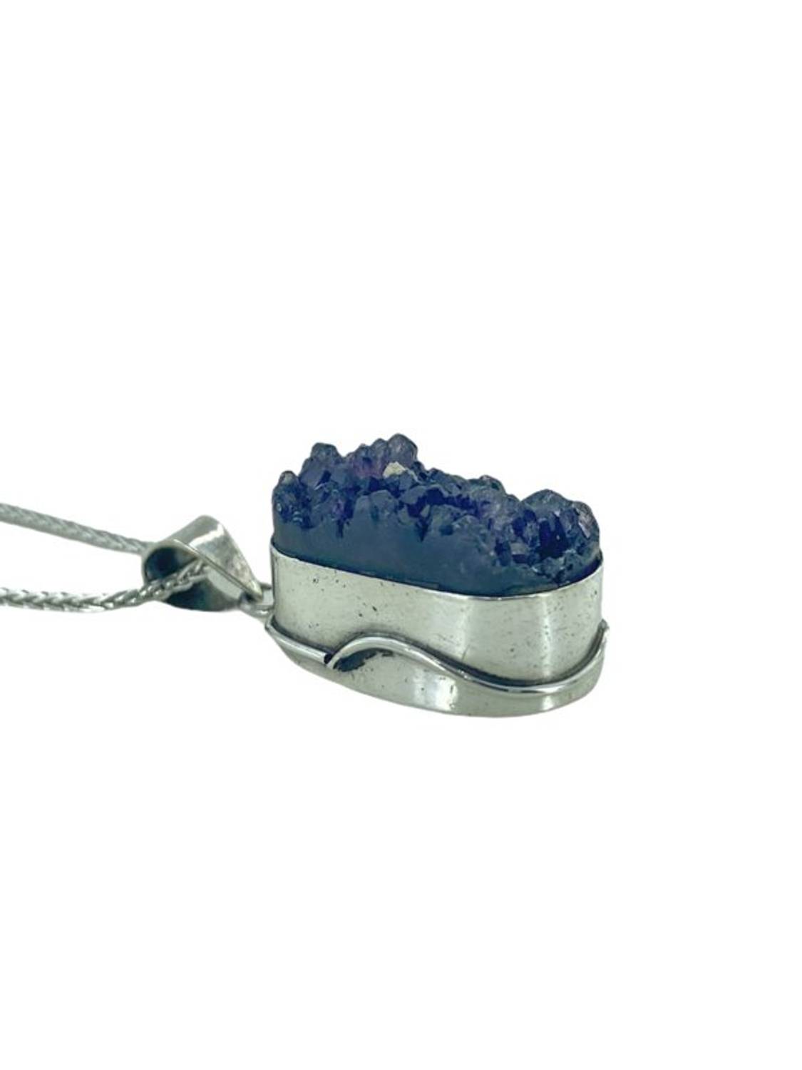 Natural Piece Amethyst Handcrafted Authentic 925 Sterling Silver Necklace