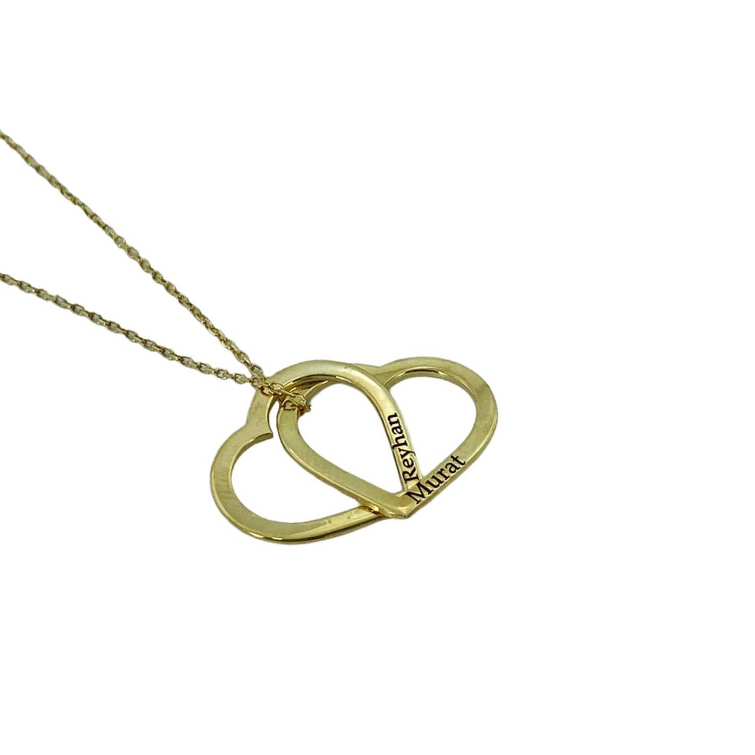 Double Heart 2 Two Names Gold Color 925 Sterling Silver Name Necklace