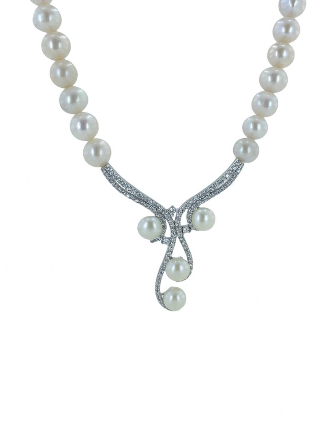 Gold Model Stylish Pearl Choker 925 Sterling Silver Necklace