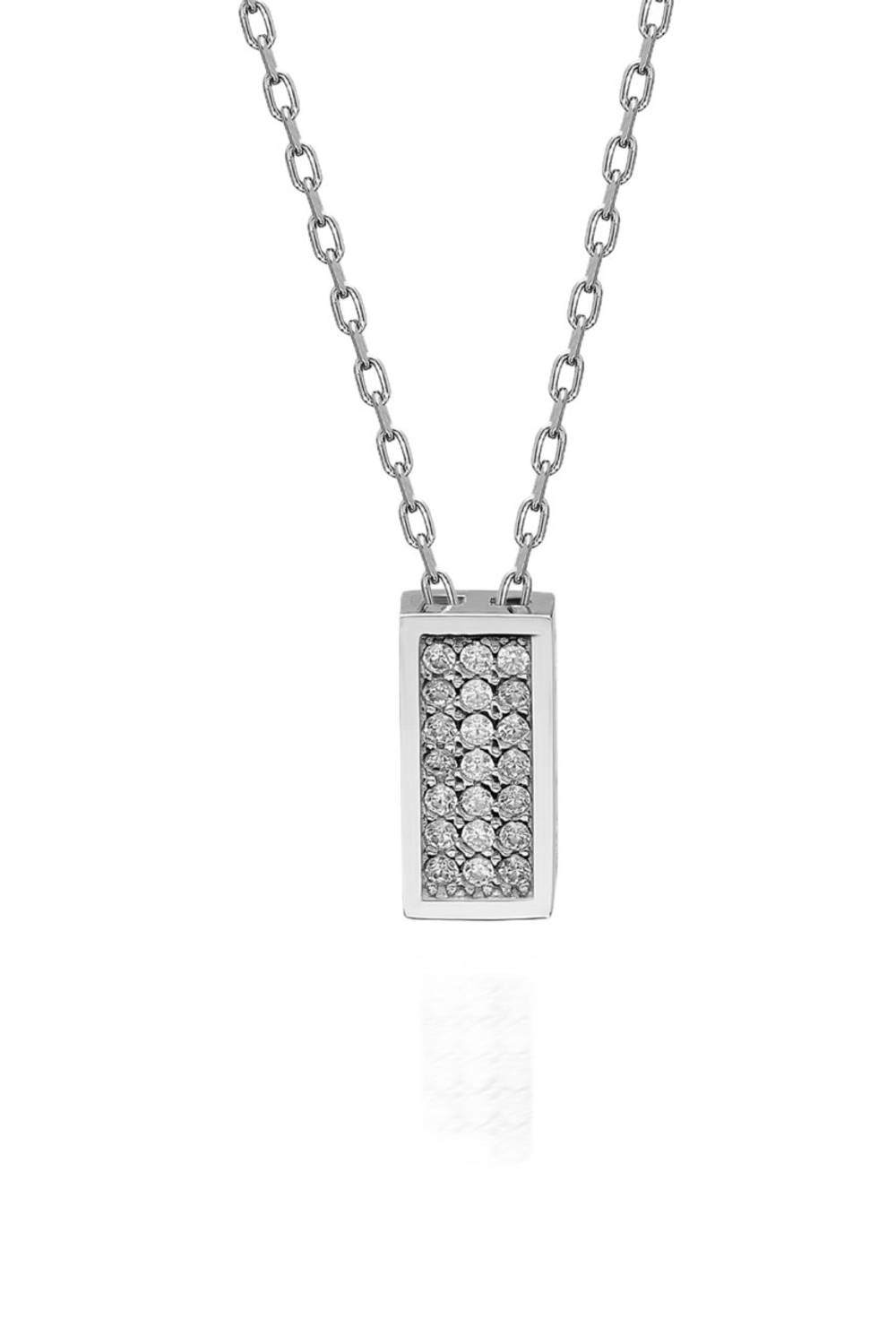 Certified Rectangle 925 Sterling Silver Necklace with Swarovski Stones