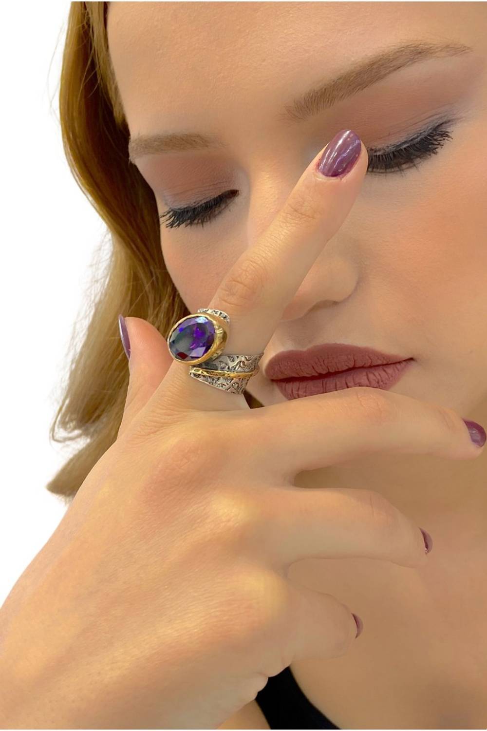Authentic Hand Made Special Design Amethyst Stone 925 Sterling Silver Ring