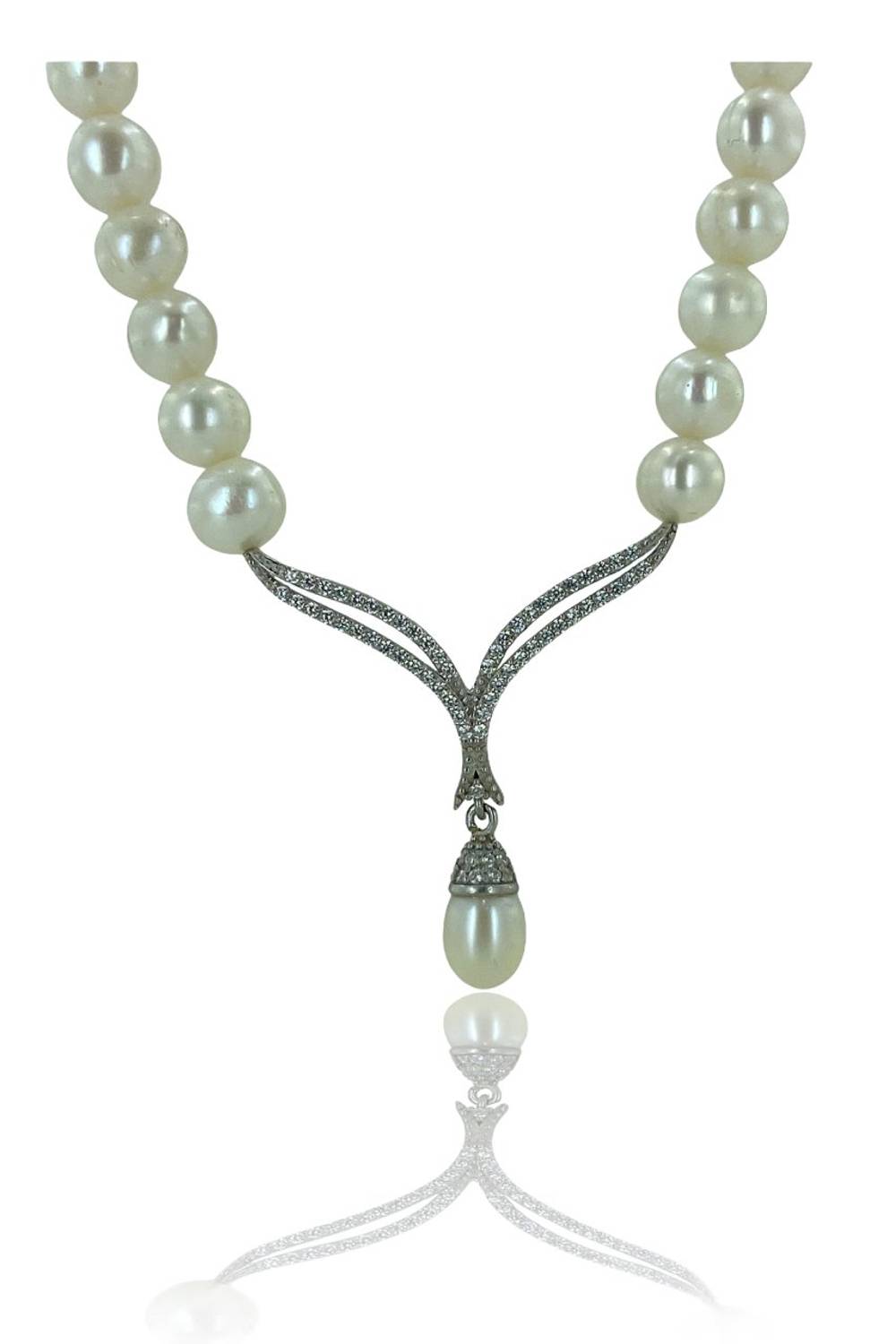 Gold Model Waterline Natural Pearl Choker 925 Sterling Silver Necklace