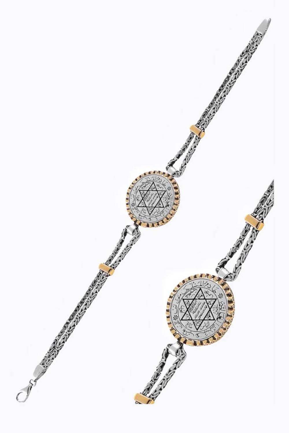 خاتم سليمان نجمة داود الملك سلسلة 925 سوار من الفضة الاسترليني