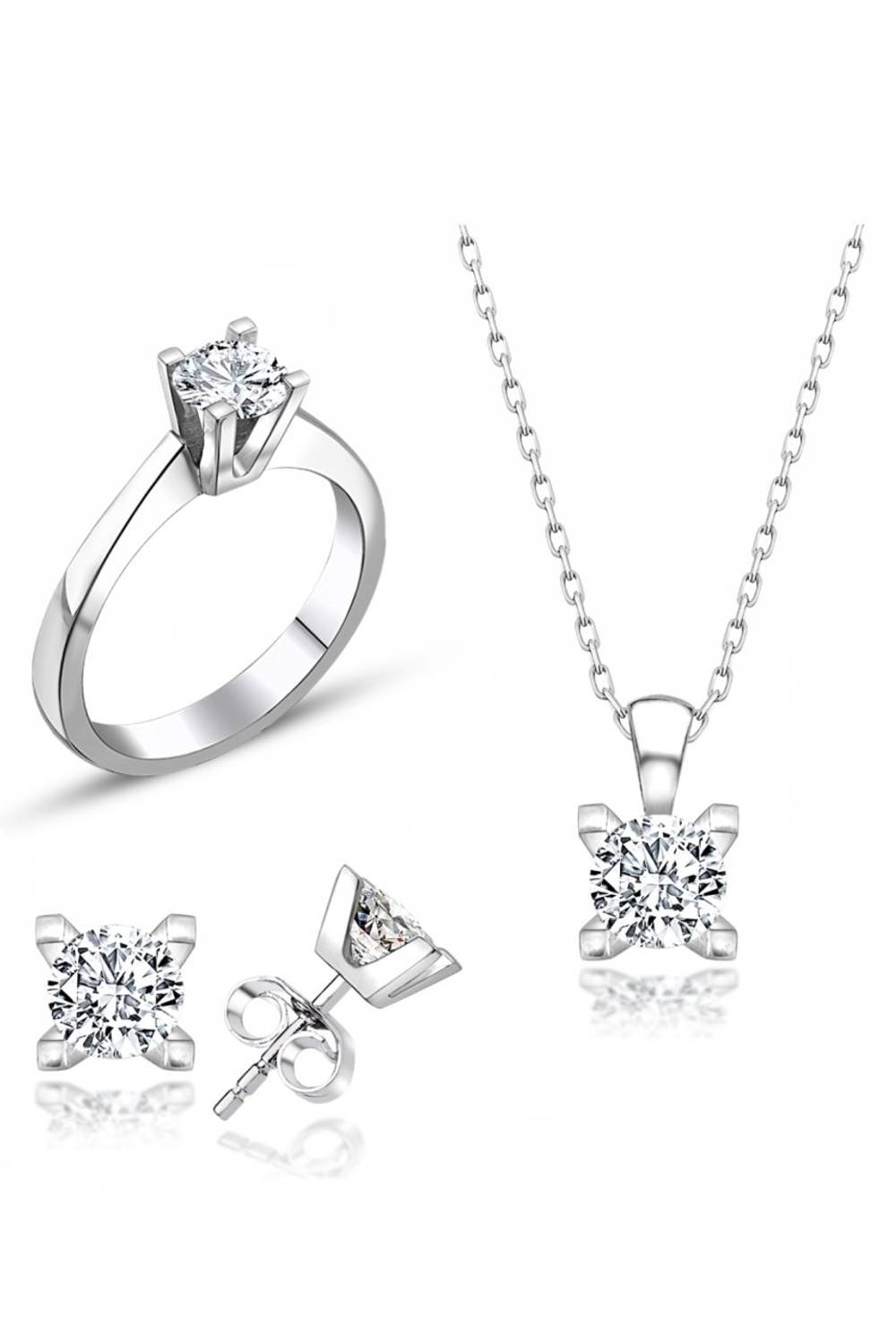 Сертифікований комплект срібла 925 з одиничним каменем Swarovski, вага 10,20 г, довжина ланцюга 45 см, бездоганна якість та майстерність