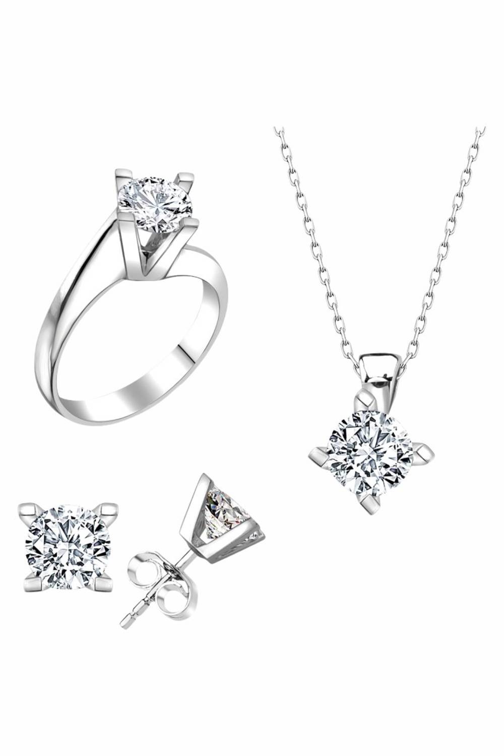 Сертифицированный комплект из серебра 925 с букетом из камней Swarovski, вес 12,80 г, длина цепочки 45 см