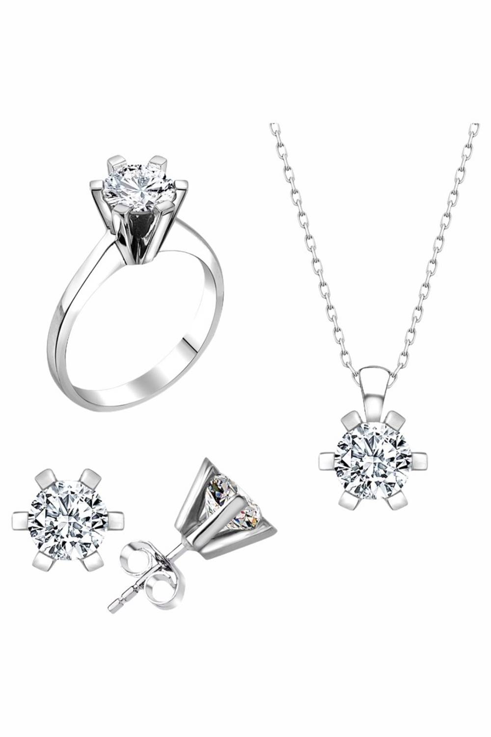 طقم 6 شوكات فضية 925 معتمد من سواروفسكي ستون