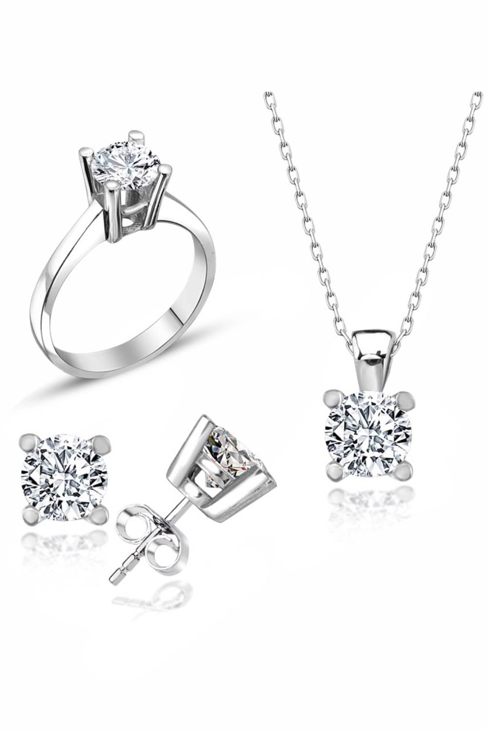 Certified Swarovski Solitaire Classic 925 Silver Set Set