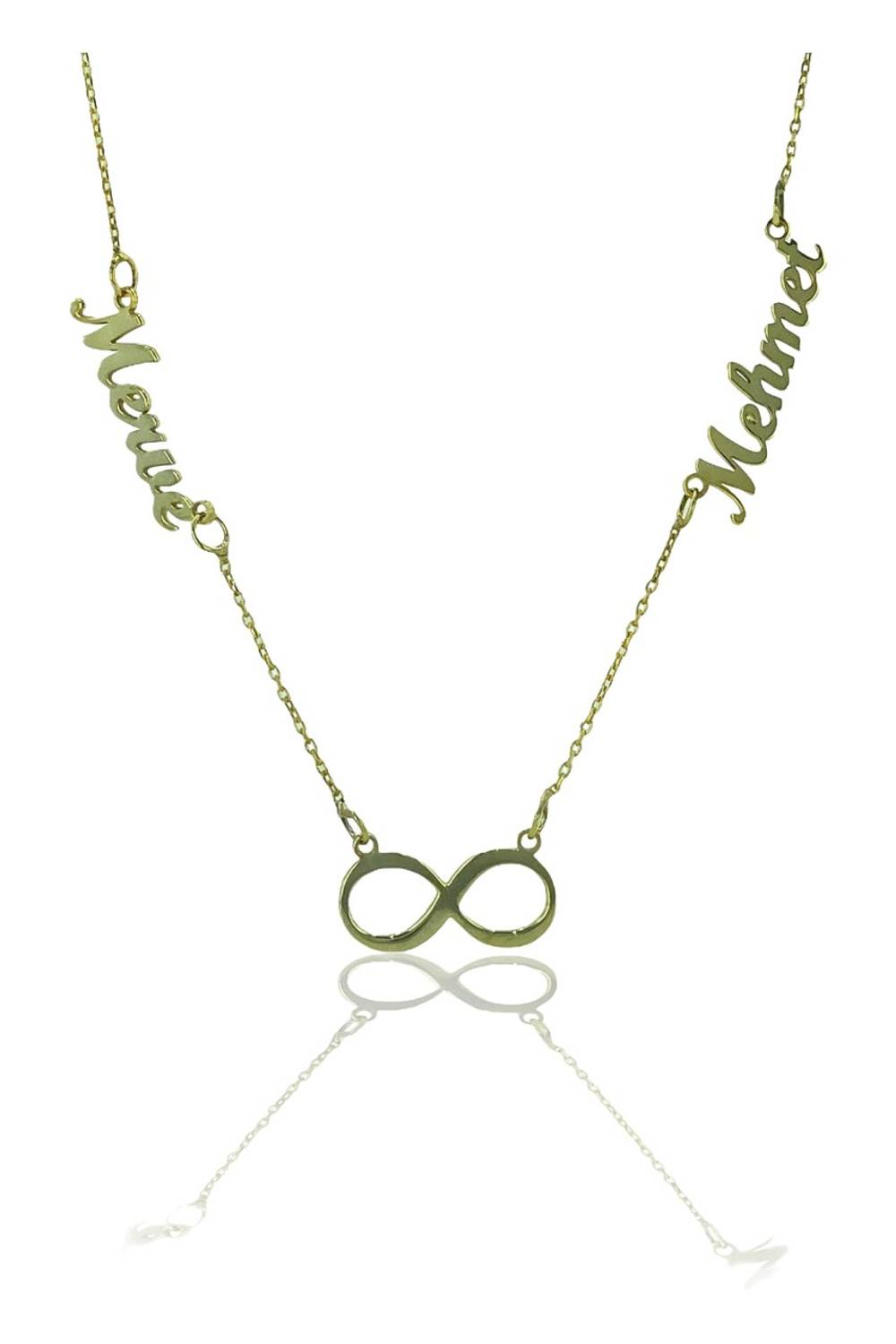Gold Plated Infinity 2 Personalized 925 Sterling Silver Necklace with Two Names