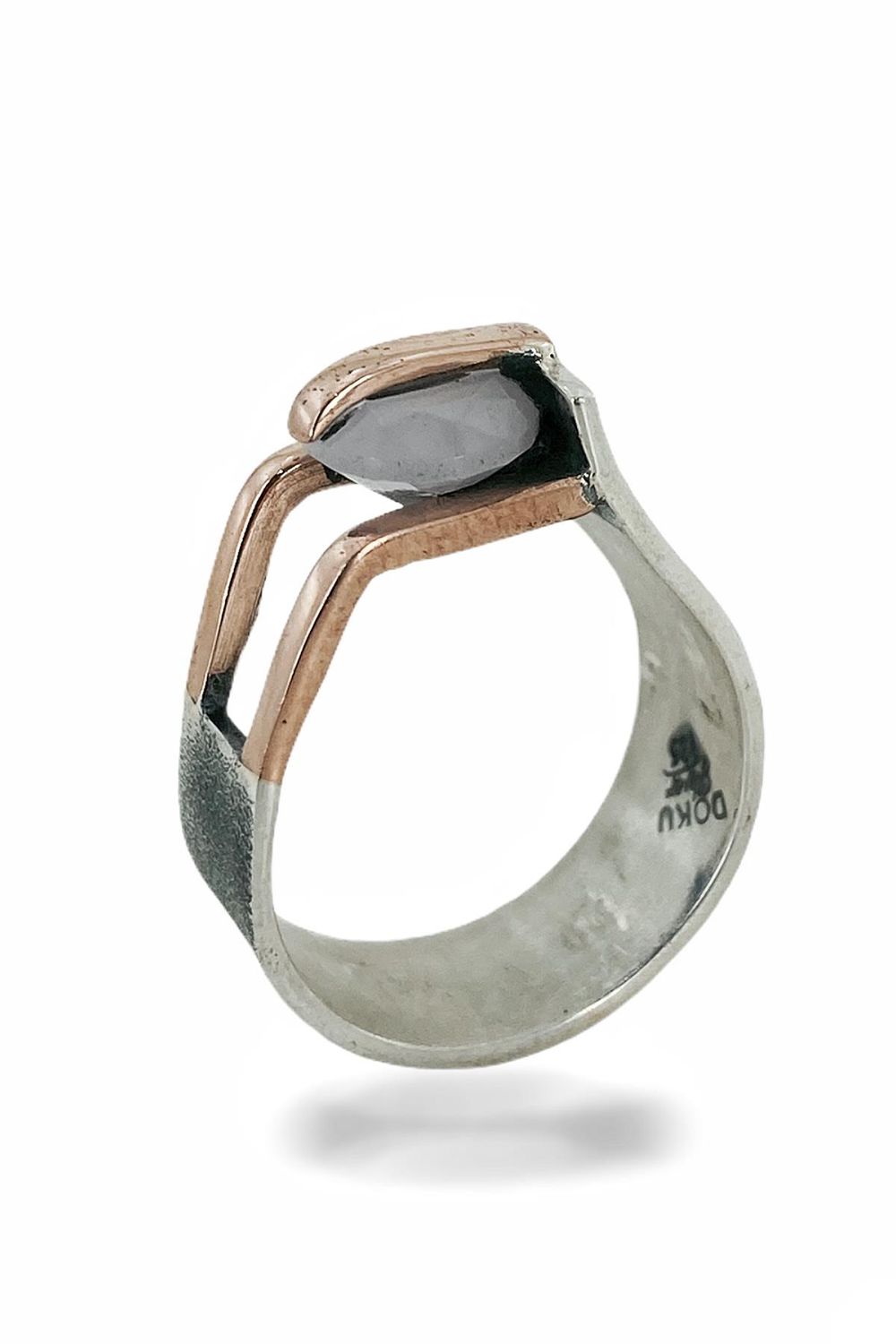 Handmade Pink Quartz Stone 925 Sterling Silver Ring