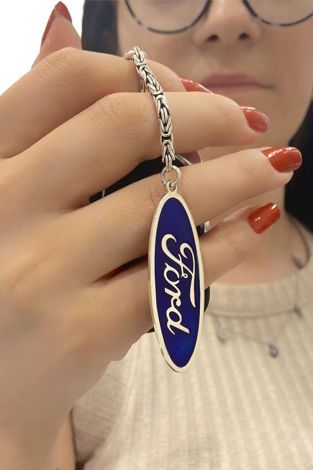 Special Design Car Keychain 925 Silver Ford Keychain