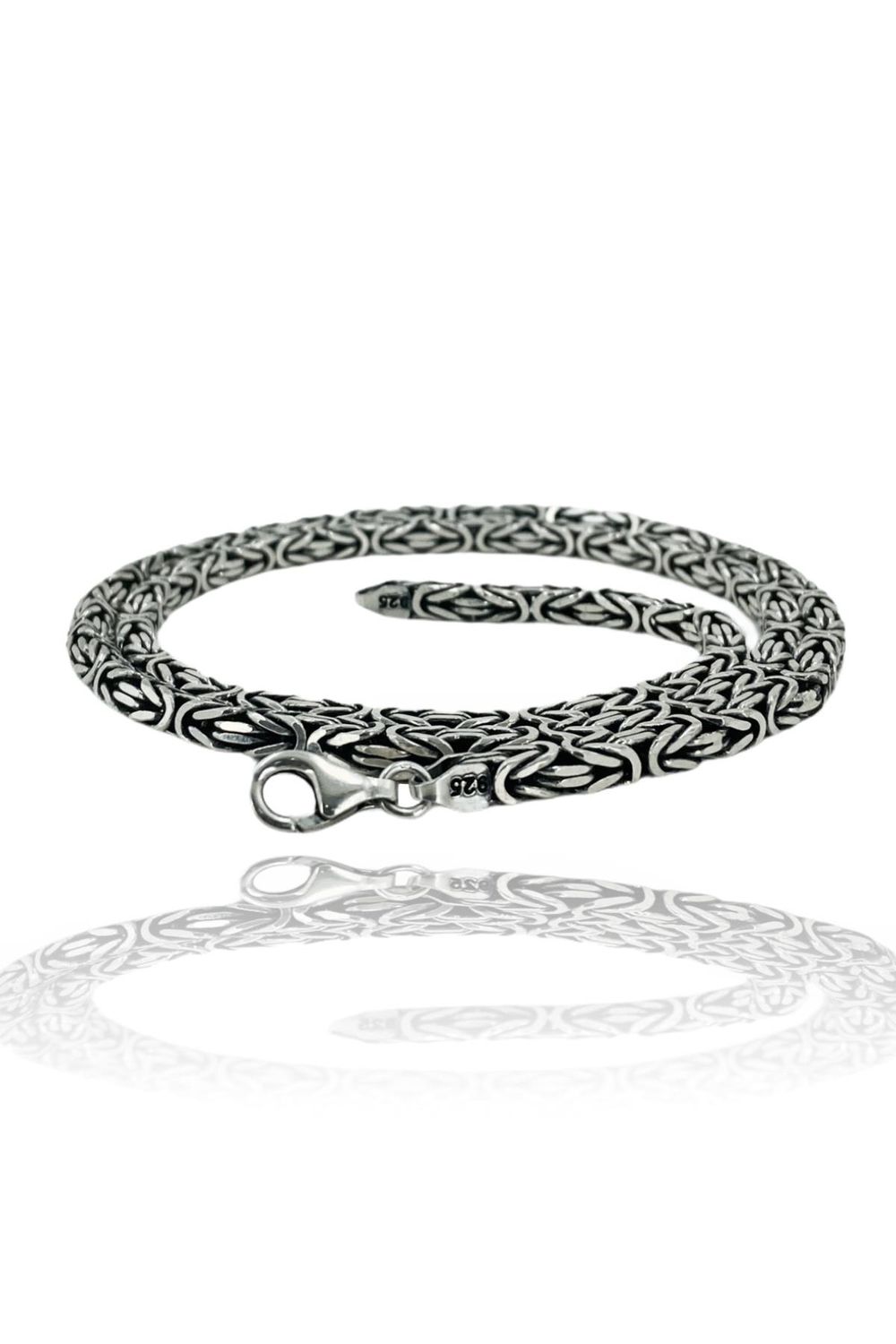 56 gr 60 cm 4 mm Angular King Chain 925 Sterling Silver Necklace