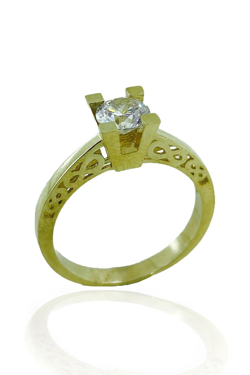 8 Carat Gold Special Mounting Infinity 6 mm Zircon Solitaire Ring