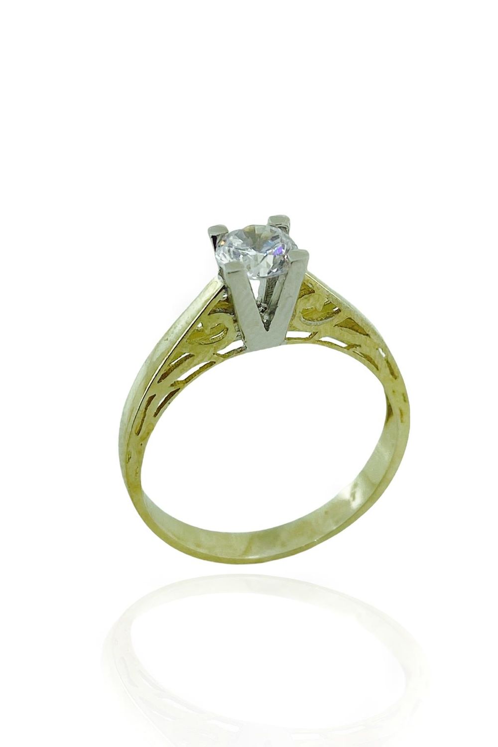 خاتم سوليتير من الذهب عيار 8 قيراط بتركيبة خاصة 5 ملم من الزركون