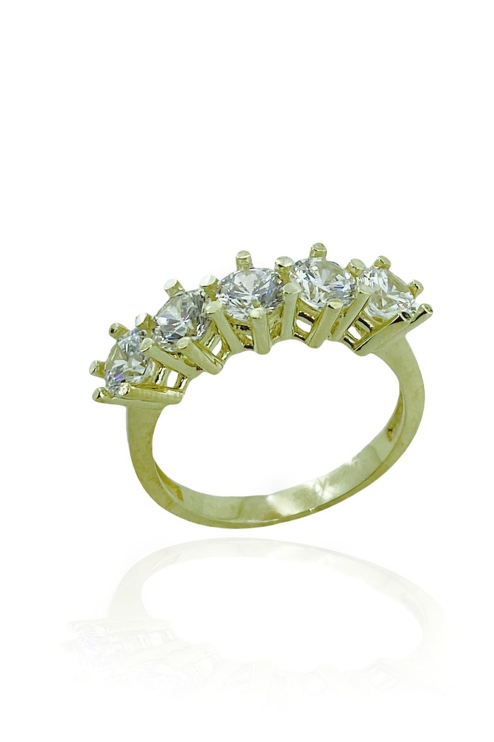 Золотий обручка 8 карат з діамантовим кріпленням з цирконом 4 мм жовтого кольору, місцеве виробництво, доступні розміри 12-18