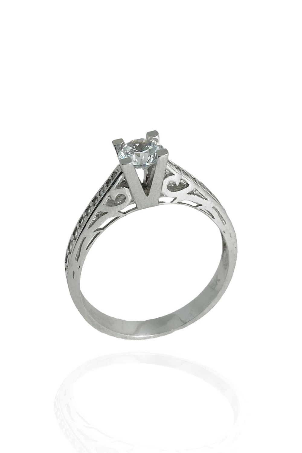 8K White Gold Diamond Mounted Solitaire Ring