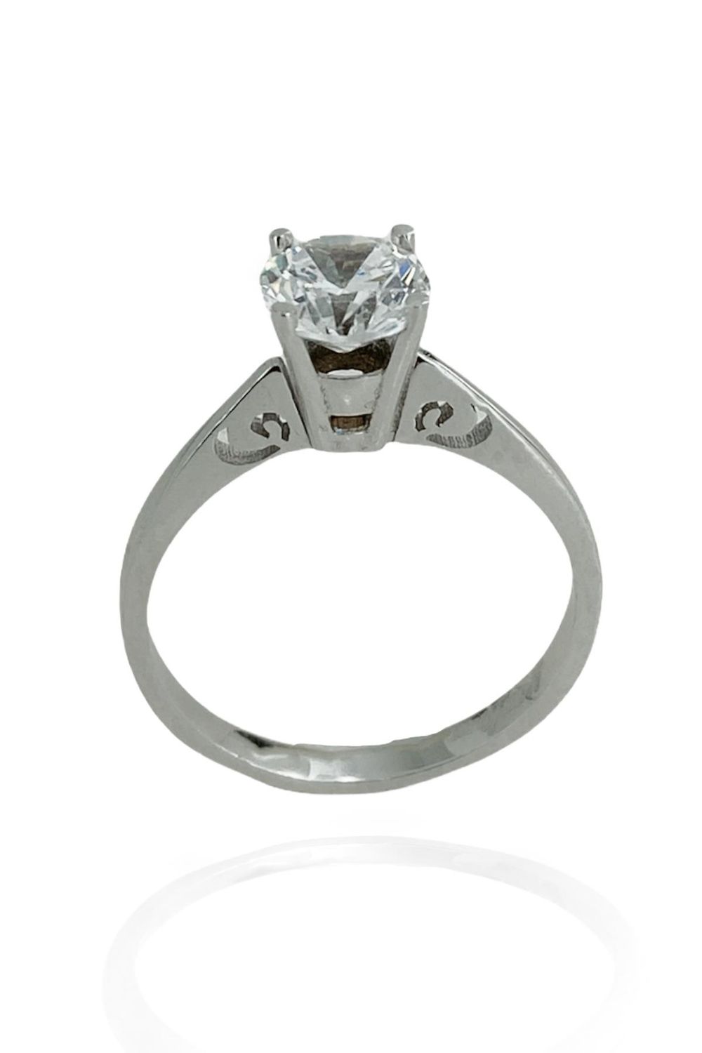 8K White Gold 5 mm Zircon Solitaire Ring