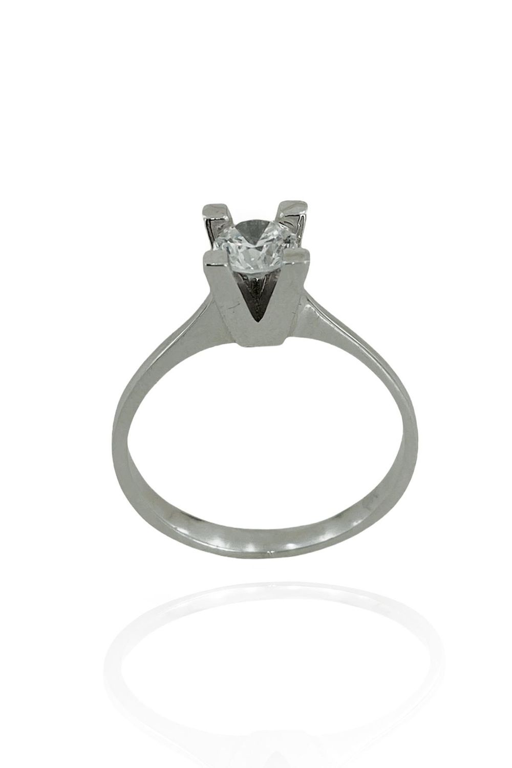 8k White Gold Simple Classic Solitaire Ring
