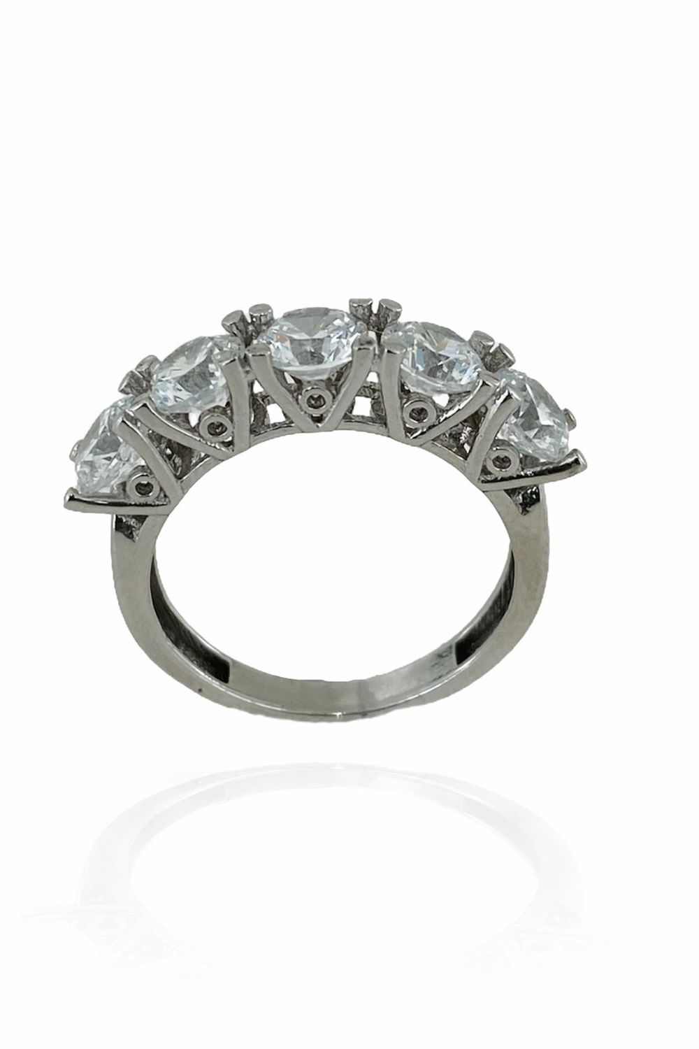 8K White Gold High Stone Five Stone Ring