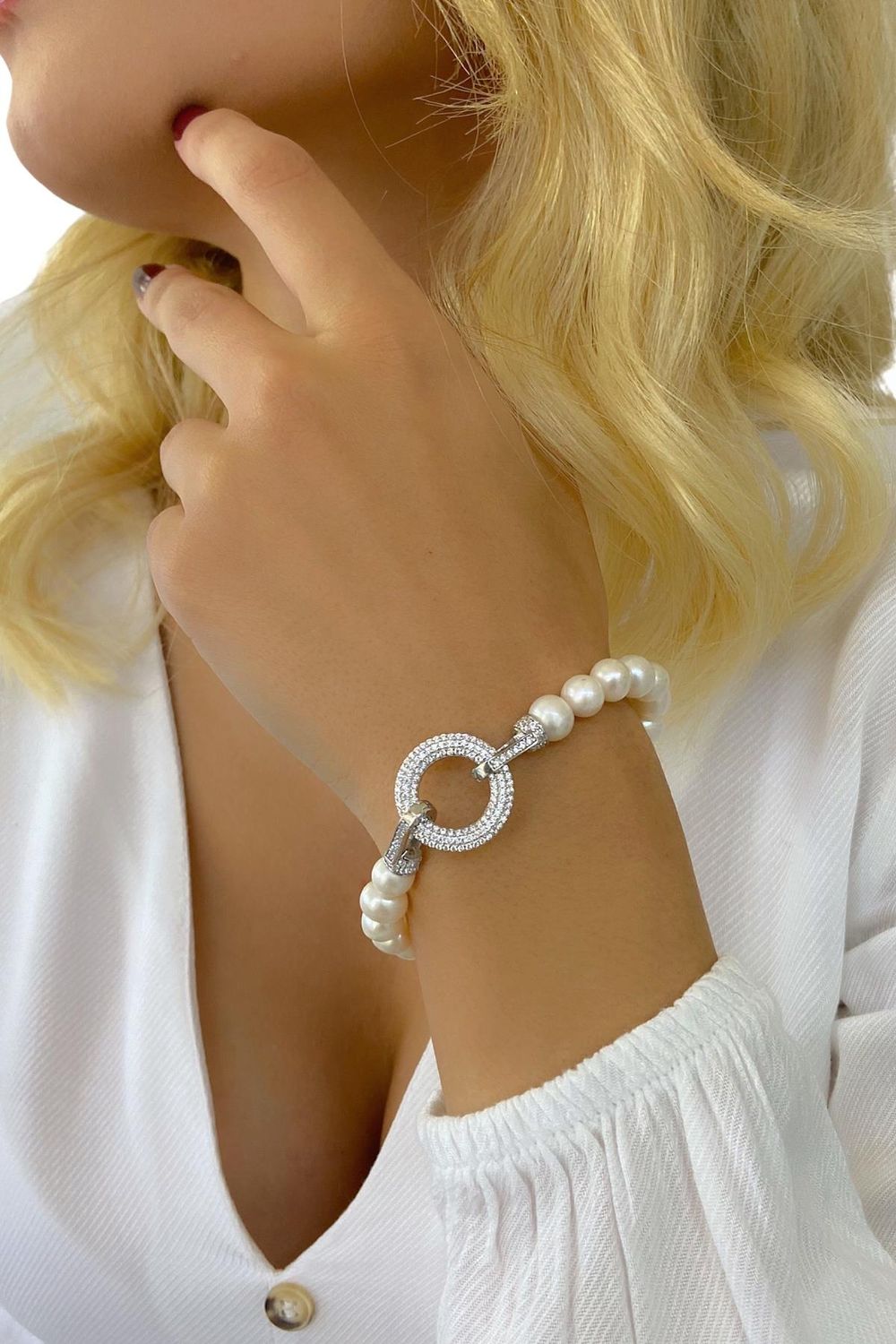 New Sport Style 925 Silver Pearl Bracelet