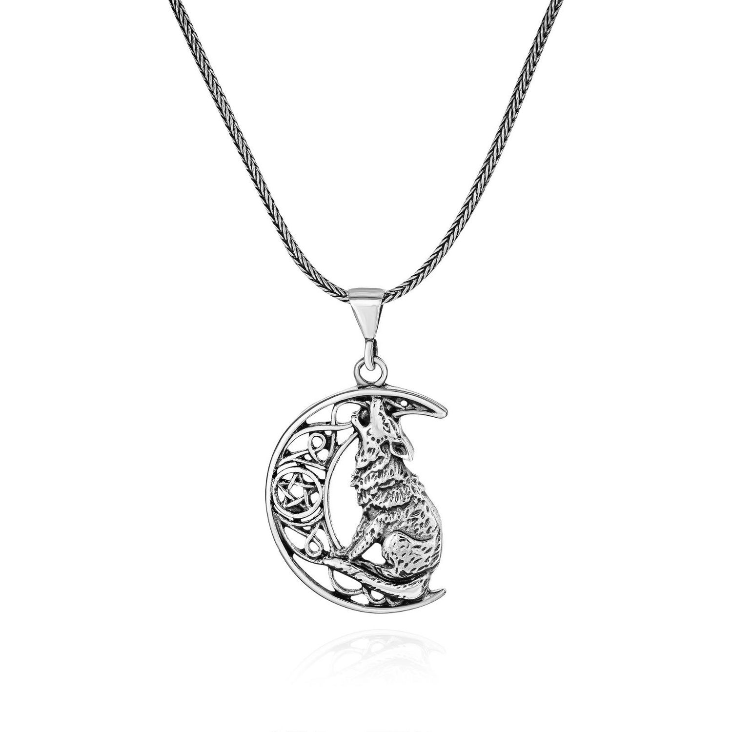 هلال بوزكورت 60 سم قلادة من الفضة الإسترليني عيار 925