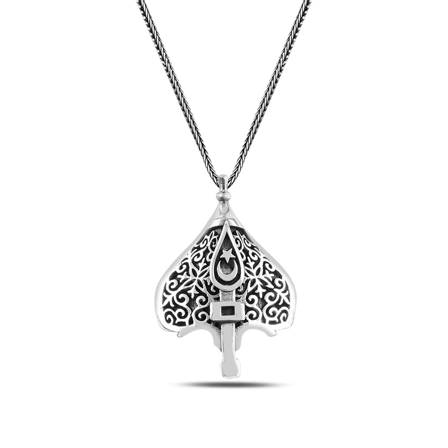 Ayyıldız Ottoman War Shield Model 60 cm 925 Sterling Silver Necklace