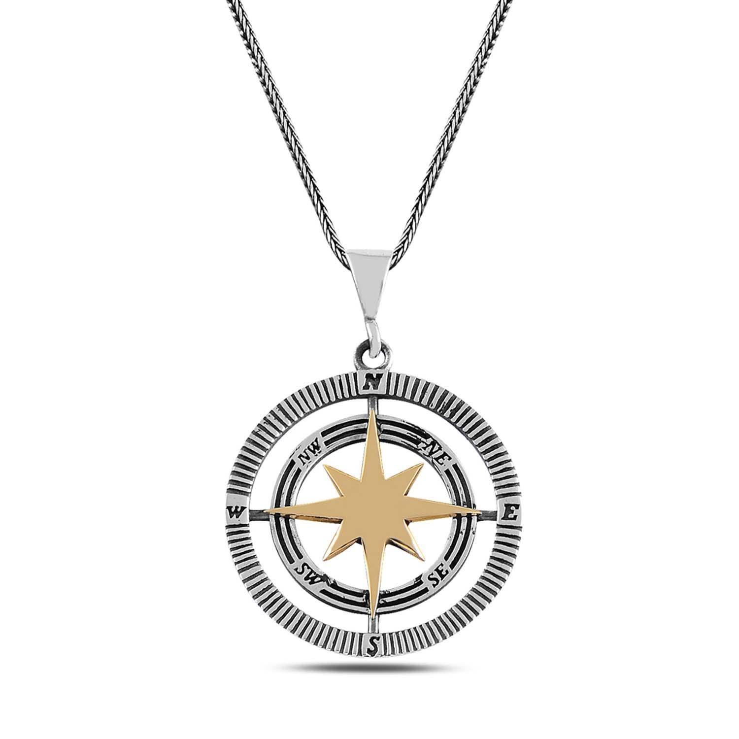 Compass Design 60 cm 925 Sterling Silver Necklace