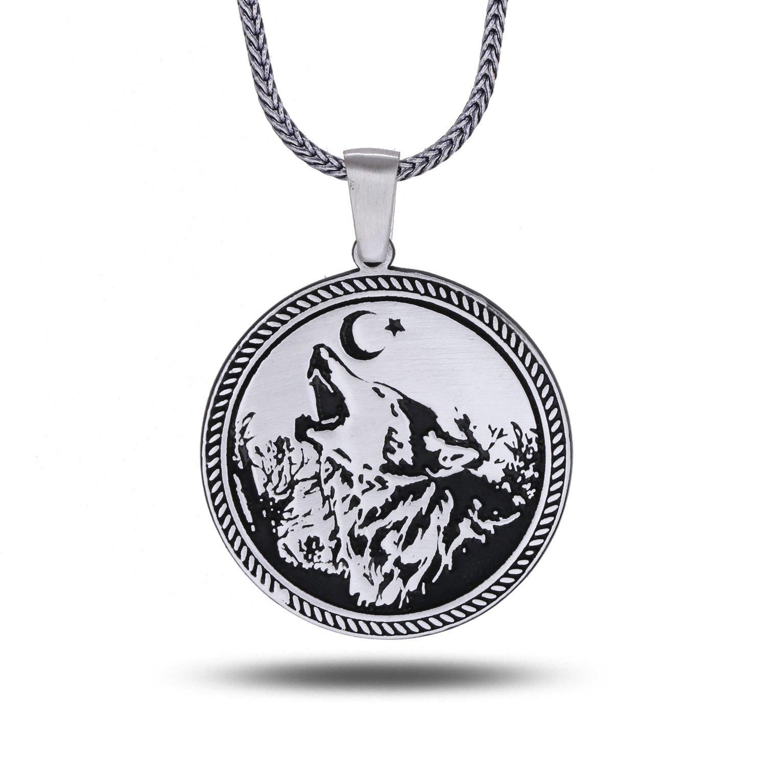 Bozkurt Medallion Design 60 cm 925 Sterling Silver Necklace