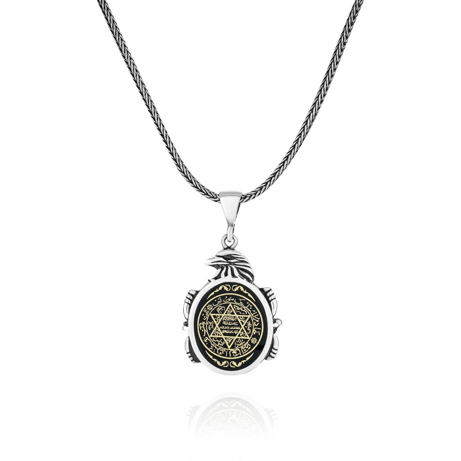 Eagle Head Star of David 60 cm 925 Sterling Silver Necklace