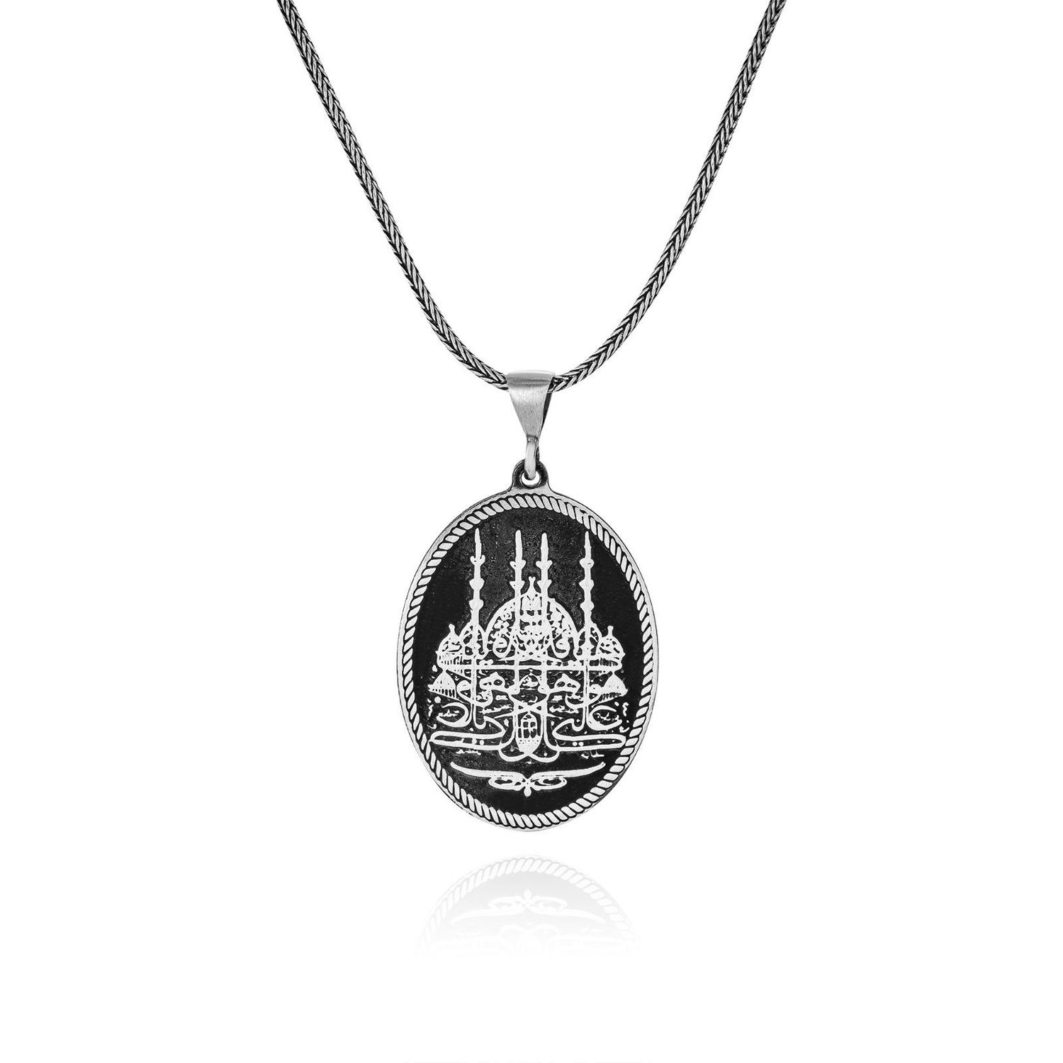 مسجد آيا صوفيا مطرز 60 سم 925 قلادة من الفضة الإسترليني