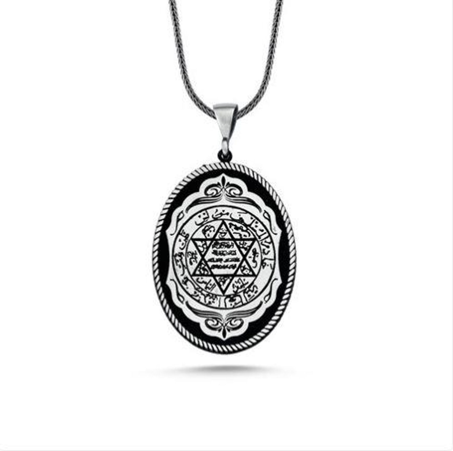 Special Design Star of David Seal of Solomon 60 cm 925 Sterling Silver Necklace