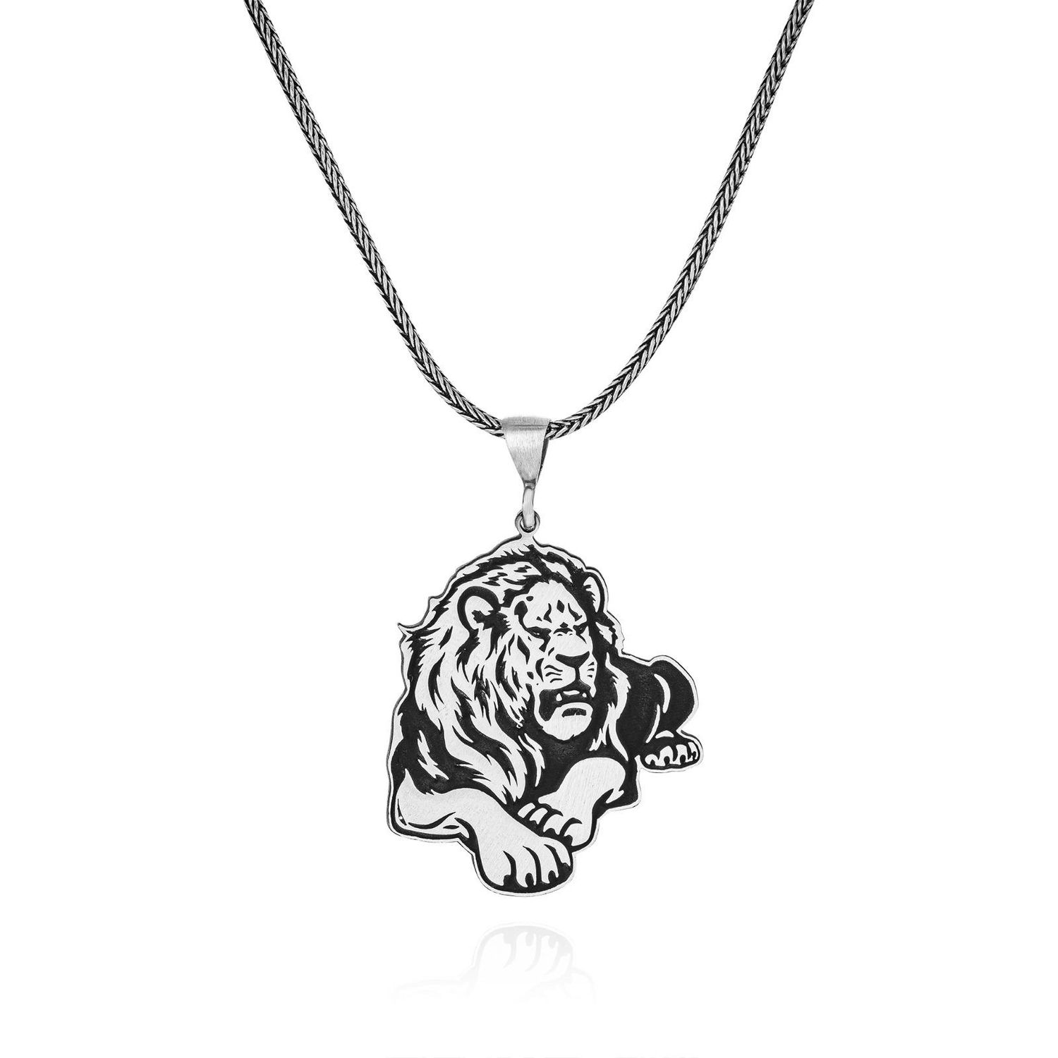 Чоловіча фігурка лева 60 см з 925 срібла без каміння