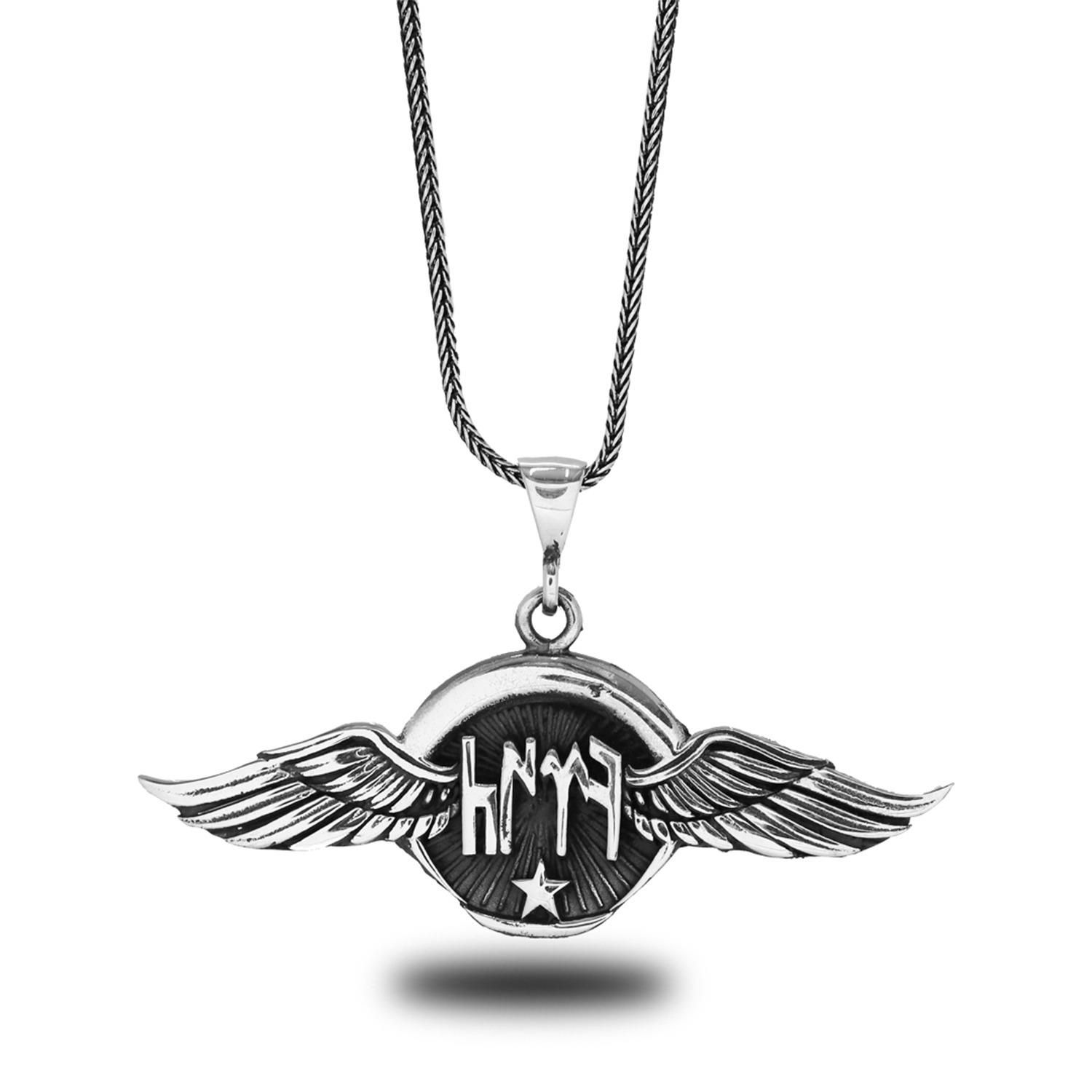 Eagle Winged Moon and Star 60 cm 925 Sterling Silver Necklace