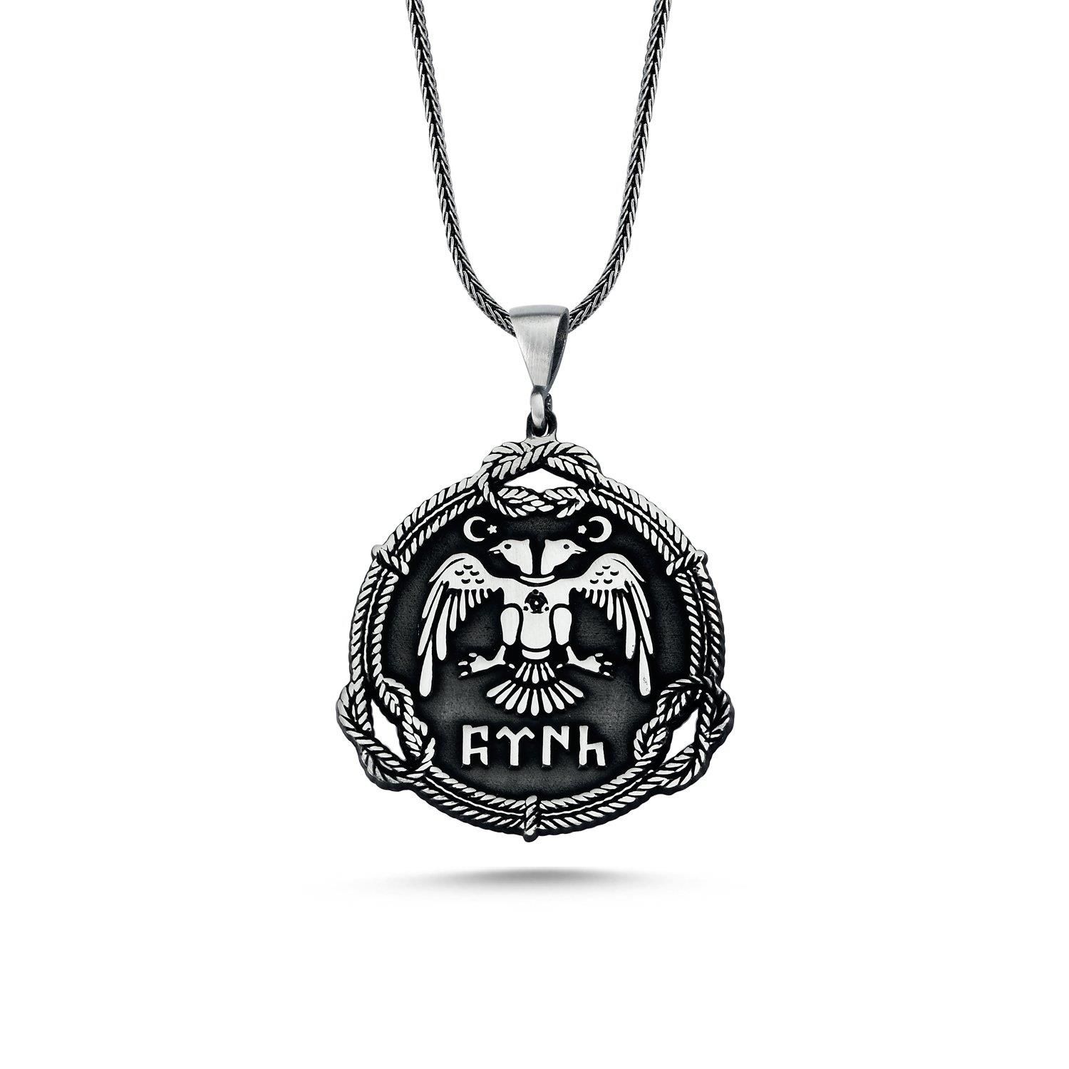 Double Headed Eagle Seljuk State 60 cm 925 Silver Necklace