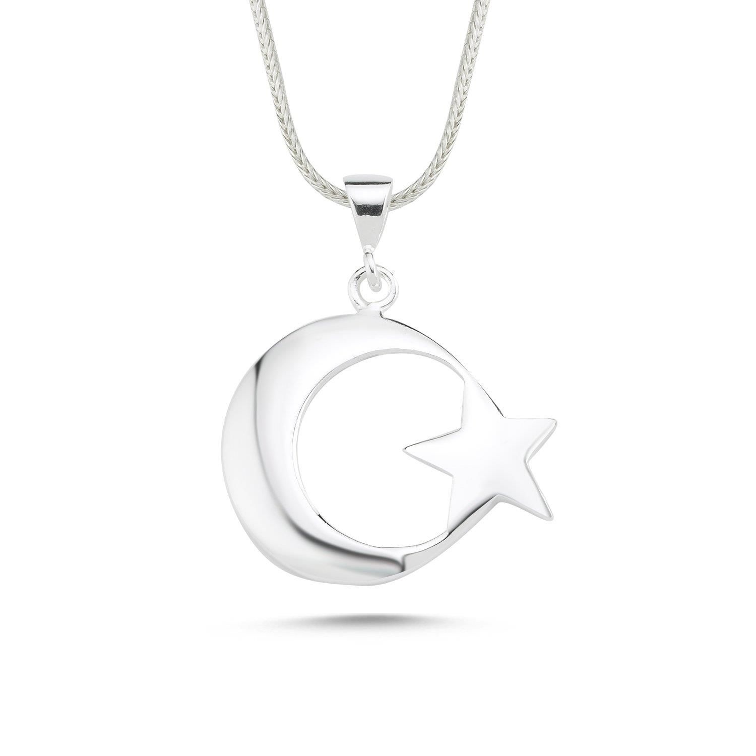 Plain Ayyıldız Special Design 60 cm 925 Sterling Silver Necklace