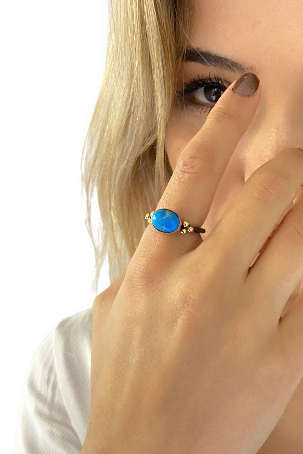 Natural Turquoise Stone Handmade 925 Sterling Silver Ring