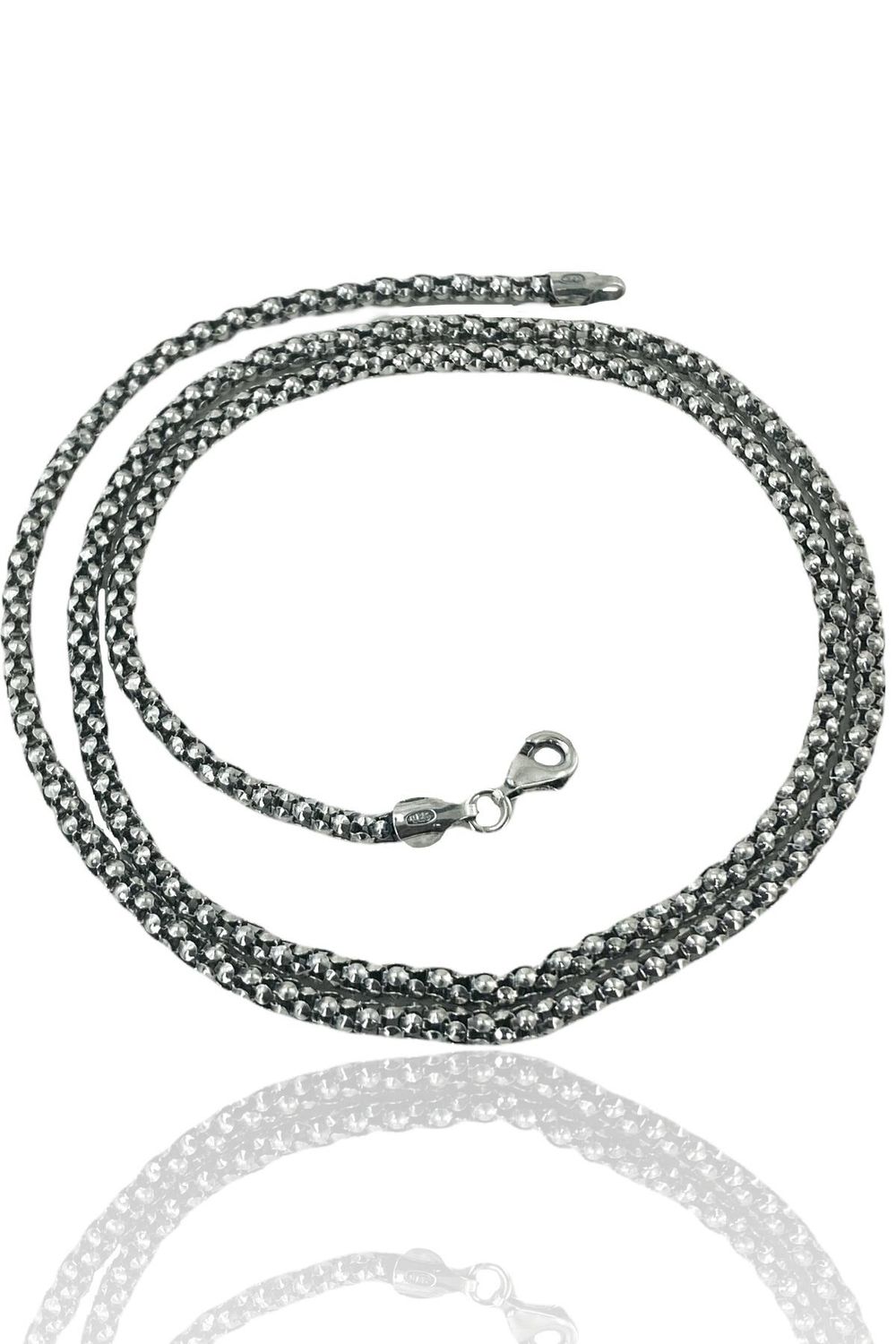 Pop Corn Chagatay Chain Thick 3.2 mm 925 Sterling Silver Necklace