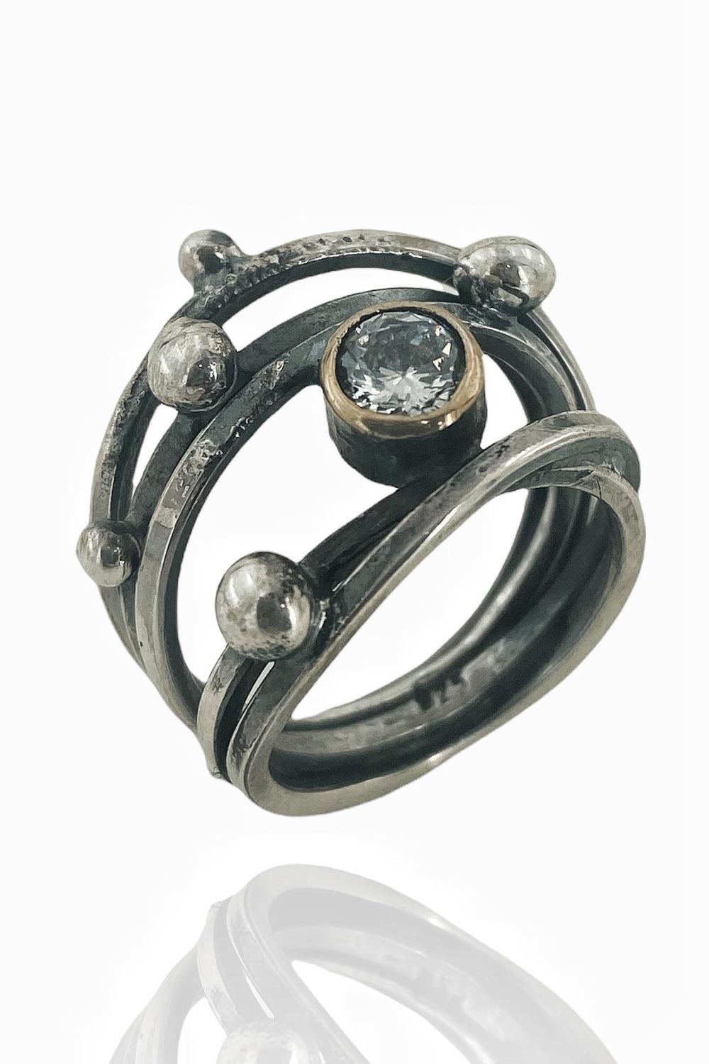 Handmade Wire Wrapped Zircon Stone 925 Sterling Silver Ring