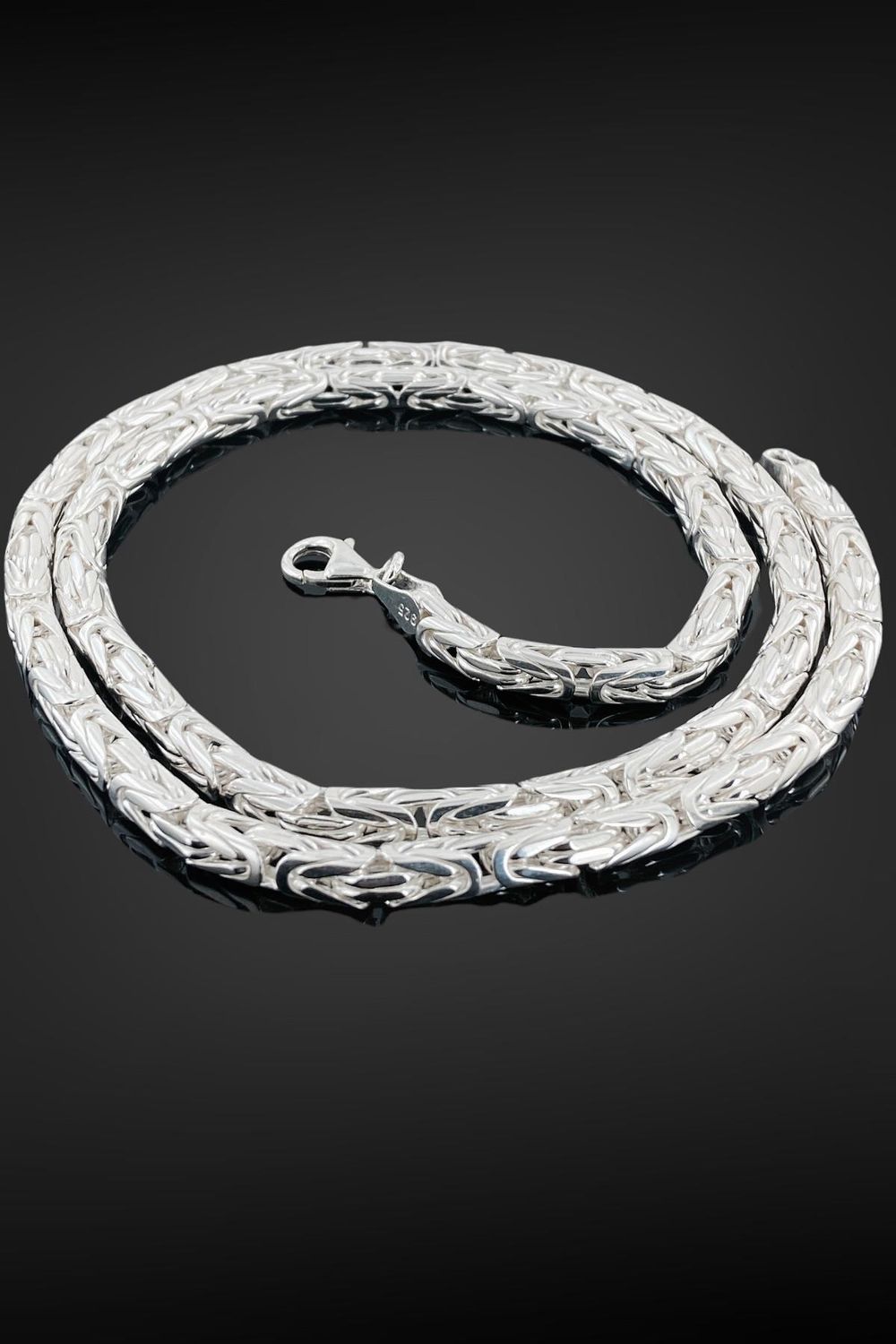 سلسلة ملك 70 جرام 60 سم 4.50 ملم عقد رجالي من الفضة عيار 925 لامع