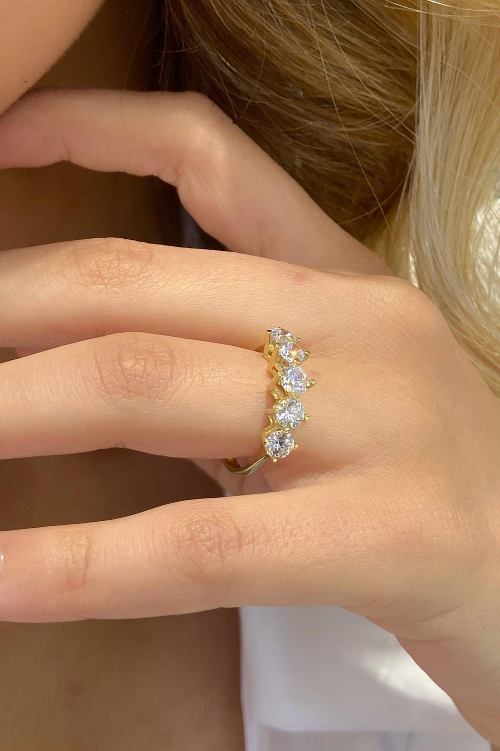 8K Gold Five Stone Ring