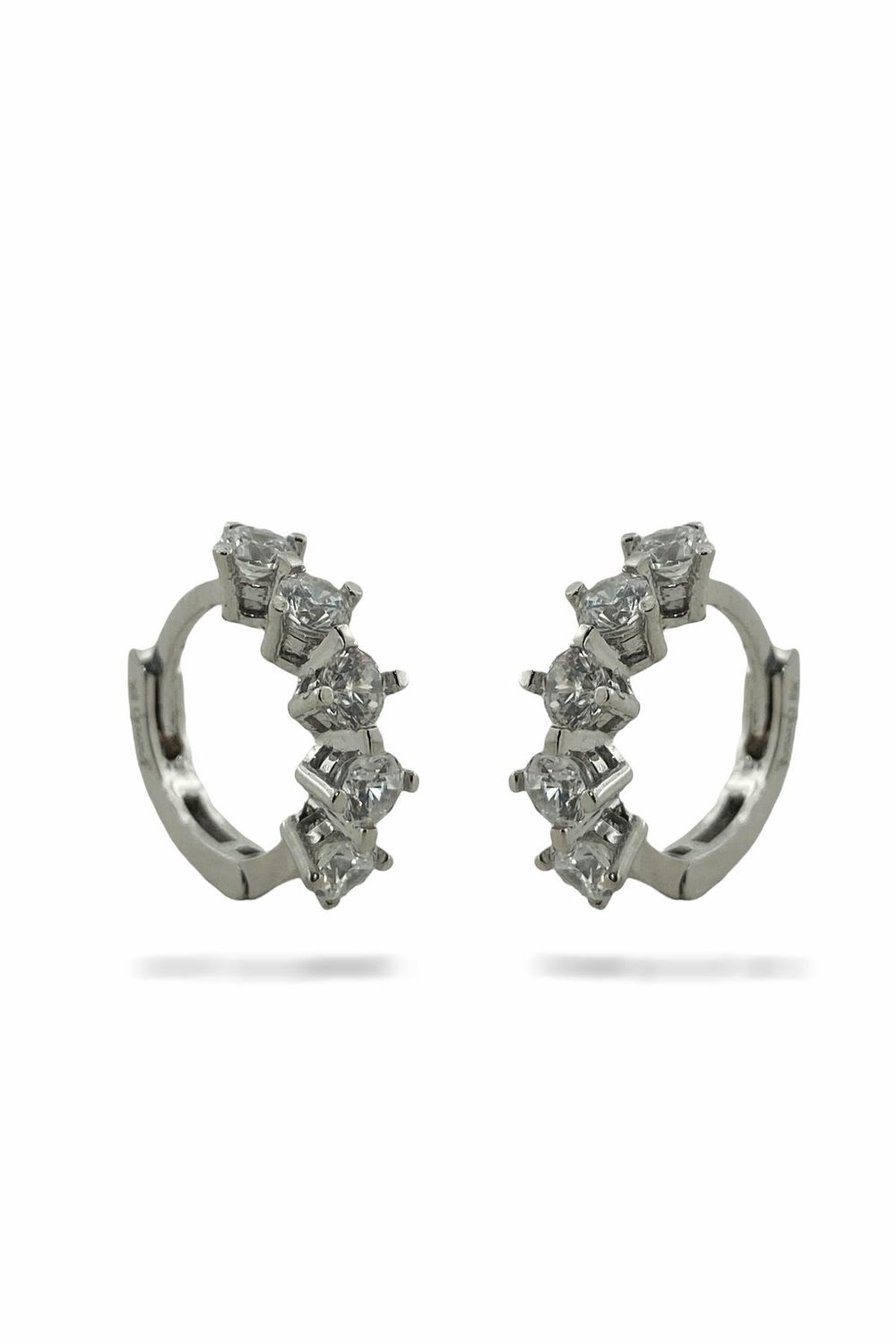 8K White Gold Zircon Five Stone Easy Wear Earrings