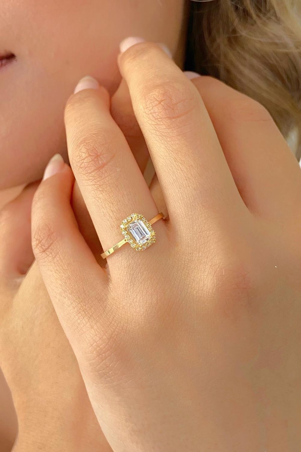 Минималистичное кольцо из 8-каратного золота с камнем Zirkon, размер 11-18, желтое золото, легкое повседневное украшение