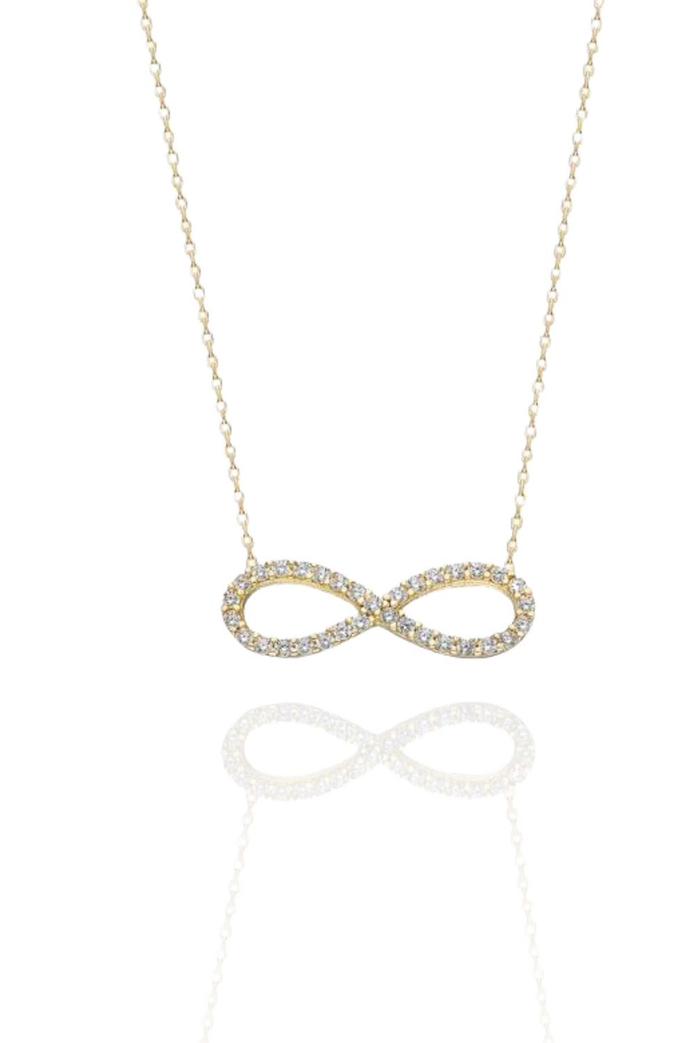 Кулон "Вечность" из 14-каратного золота с зирконами, 1,94 г, длина 45 см, золотой цвет, сертификат, местное производство