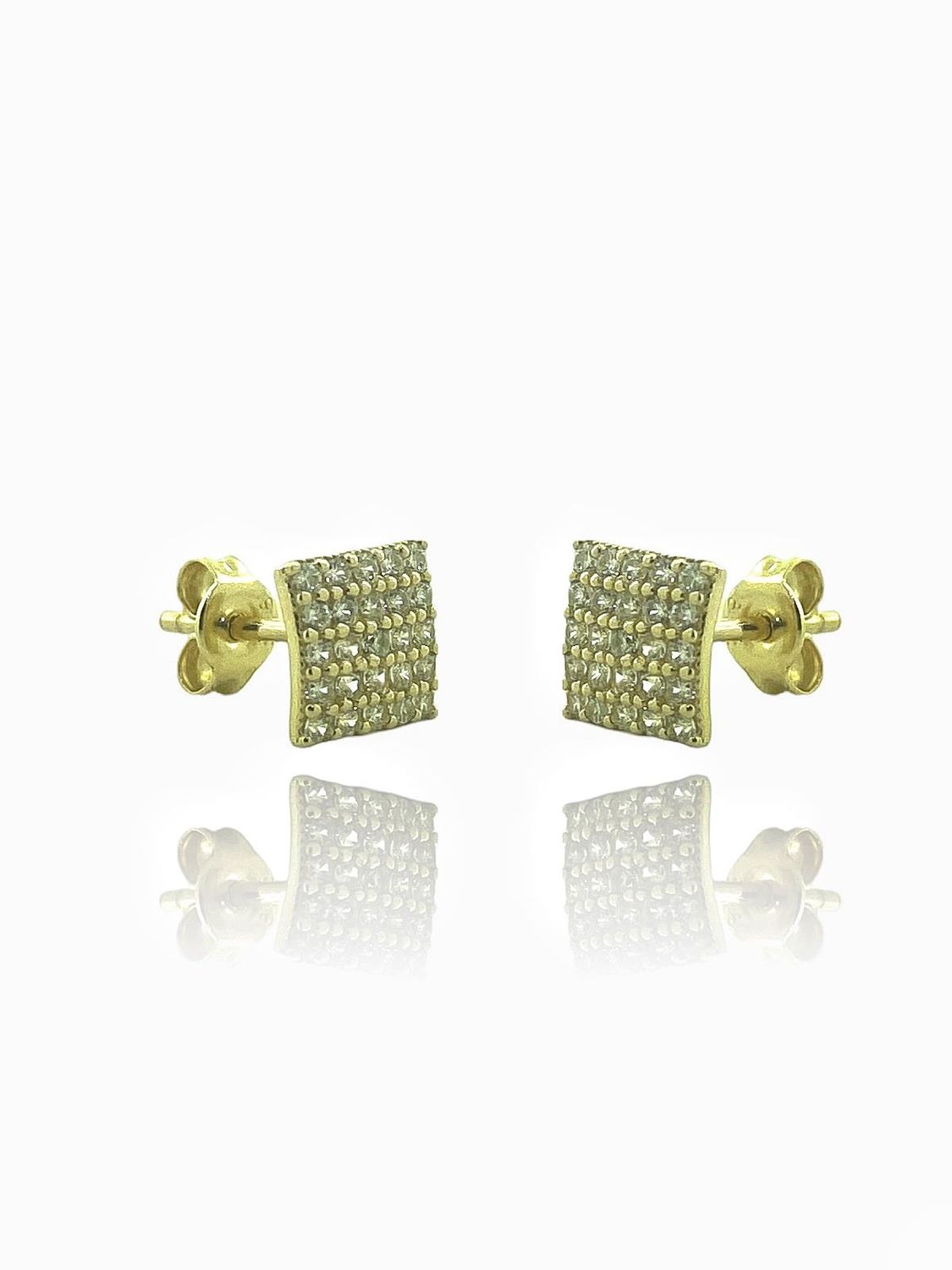 14K Gold Baguette Square Daily Zircon Stone Earrings